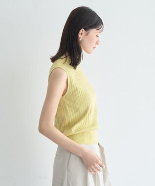YECCA VECCA 【マシンウォッシャブル】ノースリーブリブニット Yellow