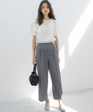 組曲 【WEB限定】ジョーゼットジャージーワイド パンツ グレー系