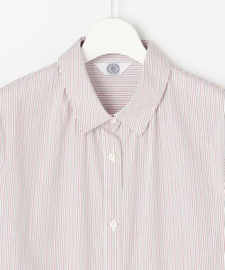 J.PRESS LADIES BEZ ドビーストライプ シャツカラー ブラウス ホワイト×ピンク×スレート系