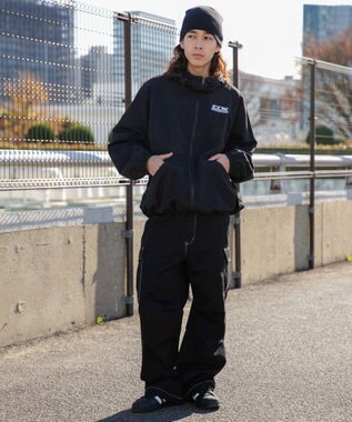 WEGO ナイロンフードシェルブルゾン ブラック