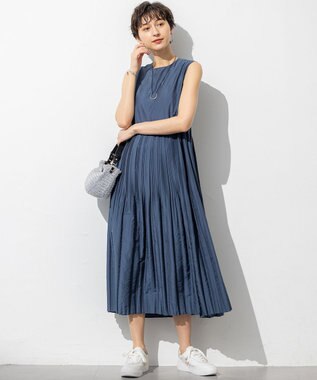 23区 【洗える】プリーツコンビ ワンピース ダークグリーン系