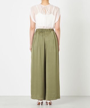 NAVE 【Nave・洗える/ウエストゴム】ヴィンテージサテン ワイドパンツ カーキ系