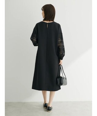 Green Parks 洗える袖レースワンピース Black