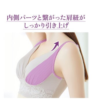 BRADELIS New York 【BRADELIS NewYork peace】ハイブリッドハートカップブラ23 締め付け感の少ないノンワイヤー補整ブラ 補正 グレージュ