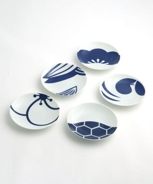 たち吉 【たち吉】藍吉祥皿〈５枚〉美濃焼