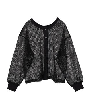 Green Parks ・ＥＬＥＮＣＡＲＥ　ＤＵＥ　２ｗａｙメッシュカーディガン Black