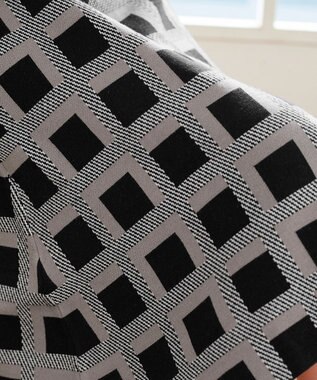 Tiaclasse 【洗える】リボンベルト付きチェック柄ニットワンピース ブラック