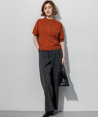 23区 【先行予約】セミマットフリゼ リラクシー ニット Tシャツ ライトオレンジ系