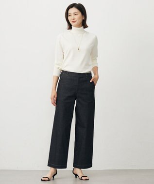 J.PRESS LADIES L 【WEB限定カラーあり】ハイパワーデニムツイル ワイドパンツ ブラック系