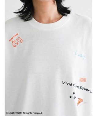 Green Parks ムジークタイガー／手書き風刺しゅうＴシャツ Off White