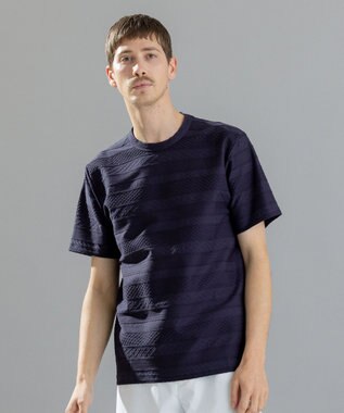 JOSEPH HOMME ジャガードボーダー　クルーネックTシャツ ネイビー系3