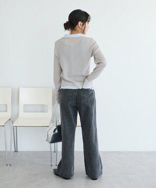 CRAFT STANDARD BOUTIQUE レイヤードポロ衿カーディガン Light Gray