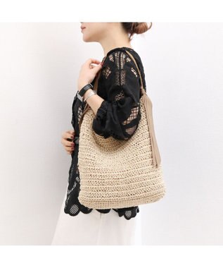 UNBILLION カシュカシュ cachecache / 下がりグログラン地柄編みトート カゴバッグ