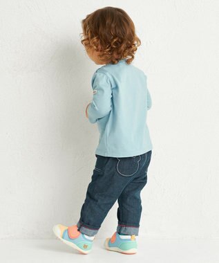 MIKI HOUSE HOT BISCUITS 【70-120cm】【Everyday Series】ワンポイント 長袖Tシャツ ストームブルー