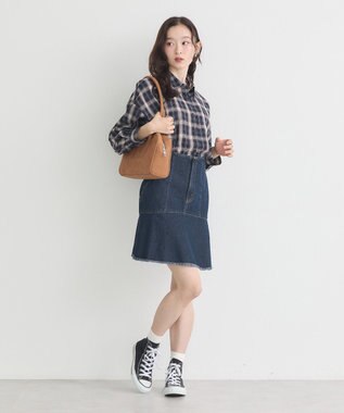 earth music&ecology 【コットン100】マルチウェイチェックシャツ Check Black