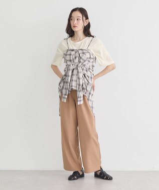 earth music&ecology 【コットン100】マルチウェイチェックシャツ Check Beige