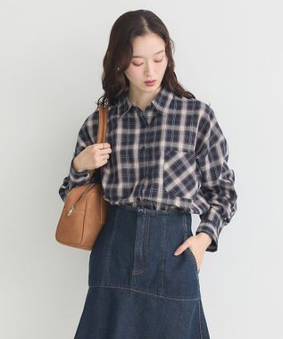 earth music&ecology 【コットン100】マルチウェイチェックシャツ Check Black