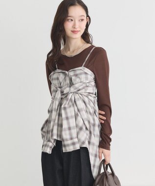 earth music&ecology 【コットン100】マルチウェイチェックシャツ Check Beige