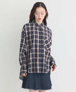 earth music&ecology 【コットン100】マルチウェイチェックシャツ Check Black