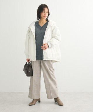 Green Parks 洗える　Ｖネックニットプルオーバー Gray Mixture