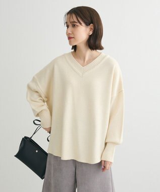Green Parks 洗える　Ｖネックニットプルオーバー Light Beige