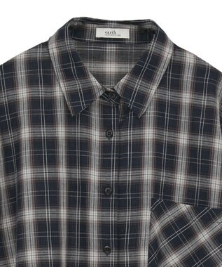 earth music&ecology 【コットン100】マルチウェイチェックシャツ Check Black
