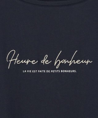 ANY SIS 【洗える】ラメ刺繍長袖 Tシャツ ネイビー