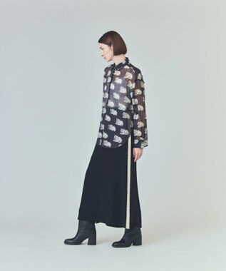 GRACE CONTINENTAL ラインビジューロングスカート ブラック