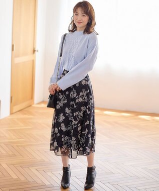 ANY SIS 【洗える】スフレアランパターン ニット ミントブルー