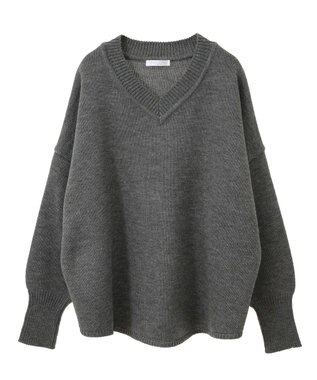 Green Parks 洗える　Ｖネックニットプルオーバー Gray Mixture