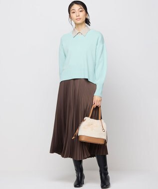 組曲 L 【ボウタイ付き】コンパクトシャーティング ストライプシャツ エクリュストライプ系1