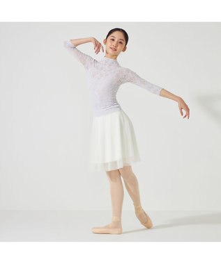 Chacott 【ノーソーイングニット】ローズシアーレースハイネックトップ グレー