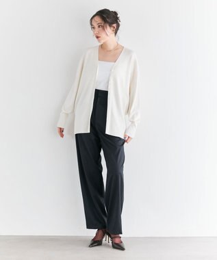 #Newans 【洗える】ファインボタンＶネックカーディガン ホワイト