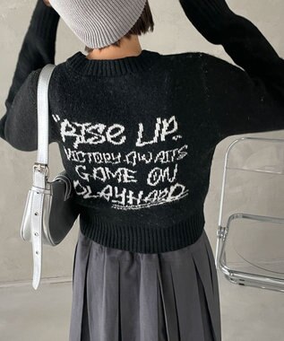 WEGO フラッフィーグラフィックちびニット ブラックその他