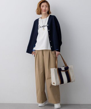 23区 【先行予約】ストライプキャンバス トートバッグ ベージュコンビ