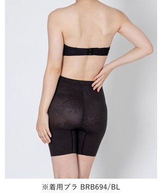 WACOAL ガードル ロング丈 【EverChic】 綿混メッシュ生地(本体) 通気性(本体) ほどよくおなか押さえ フリーカッティング仕様(裾) レディース GRC430 /ワコール ブラック