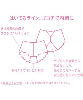 WACOAL サニタリーショーツ 【GOCOCi ゴコチ】 「普通~多い日」に対応 後ろまでしっかりカバー 羽付きナプキン対応 総レース 生理用ショーツ はきこみ丈あさめ レディース PGG198 /ワコール ピンク