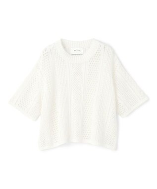 BEIGE， ATACAM / パターンメッシュ ハーフニット Ecru