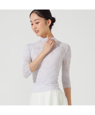 Chacott 【ノーソーイングニット】ローズシアーレースハイネックトップ グレー
