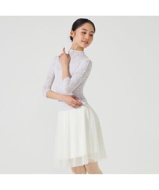 Chacott 【ノーソーイングニット】ローズシアーレースハイネックトップ グレー