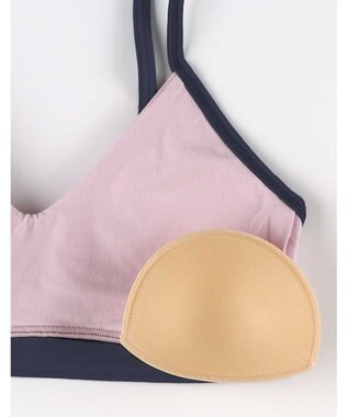 une nana cool 綿ベア天竺 カラーブロッキング ノンワイヤーブラジャー ピンク