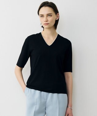 ICB L 【先行予約・WEB限定カラーあり】 シンセティックハイゲージ 半袖Vネックニット