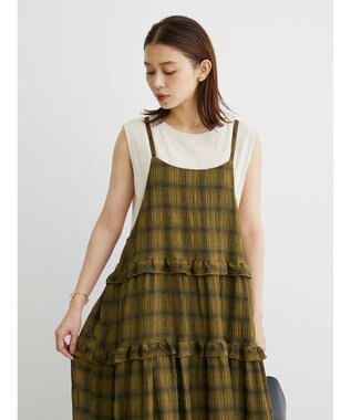 Green Parks ・Ｐｅｔｉｔ　Ｆｌｅｕｒ　フリルティアードキャミワンピ Olive