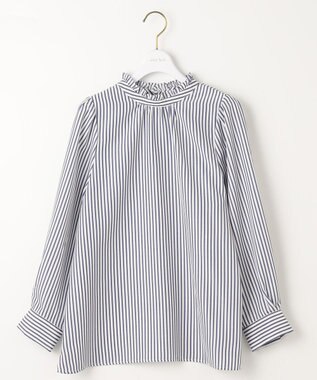 ANY SIS S 【洗える】プチフリル ブラウス ネイビーストライプ