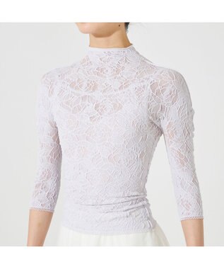 Chacott 【ノーソーイングニット】ローズシアーレースハイネックトップ グレー