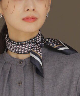 J.PRESS LADIES geometric スクエア スカーフ ネイビー系5