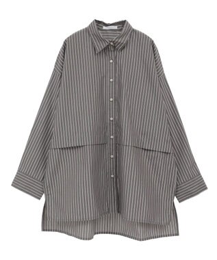 Green Parks ラメストライプタックシャツチュニック Charcoal Gray