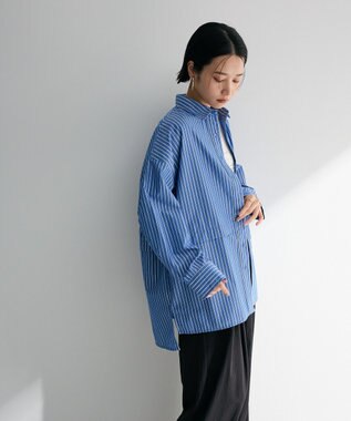 Green Parks ラメストライプタックシャツチュニック Blue