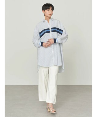 AMERICAN HOLIC リブラインシャツチュニック Stripe Sax