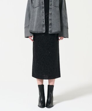 GRACE CONTINENTAL スパンコールタイトスカート ブラック